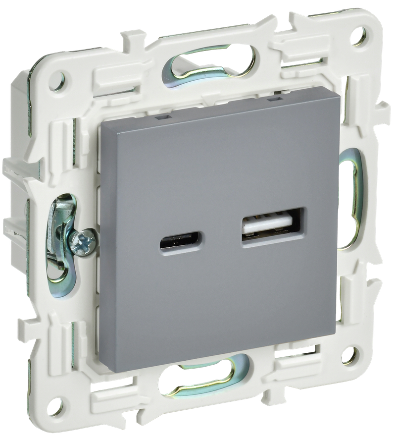 SKANDY Розетка USB A+C 3,1А SK-R14Gr серый IEK