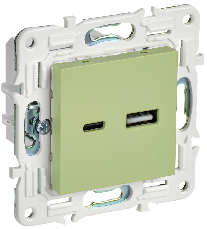 SKANDY Розетка USB A+C 3,1А SK-R14G мятный IEK