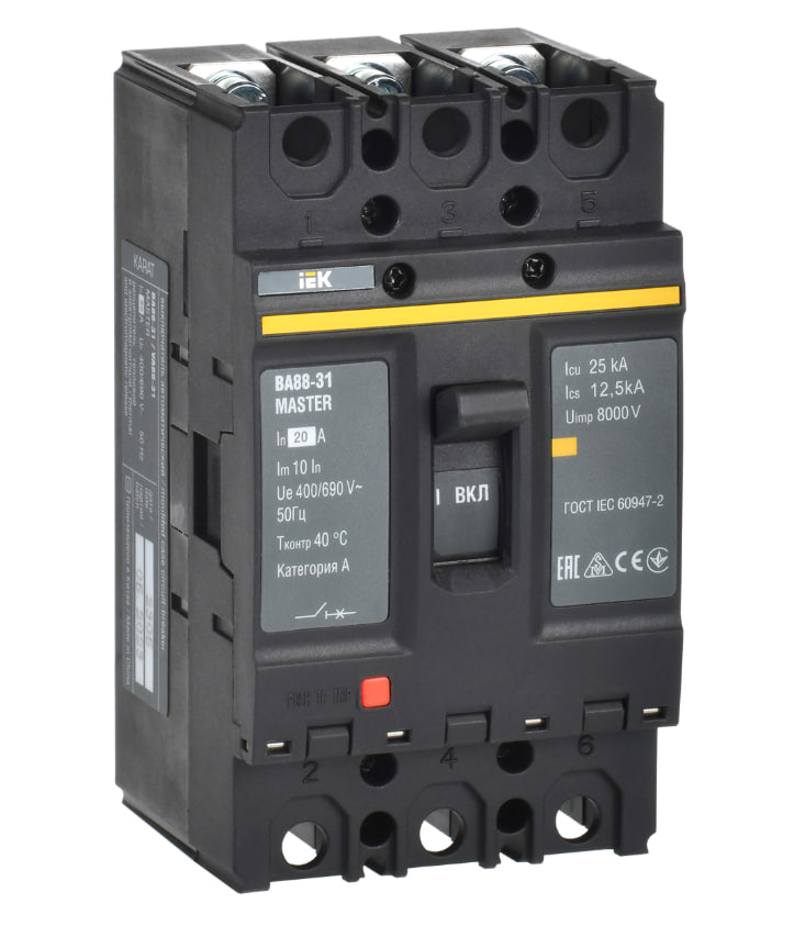 Выключатель автоматический IEK ВА88-31 3Р 50А 25кА MASTER IEK SVA00-3-0050-02 купить с доставкой по РФ