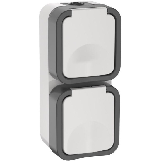 Розетка EK TORS 2-ая с з/к кр. верт. 16А IP55 TS332 белый