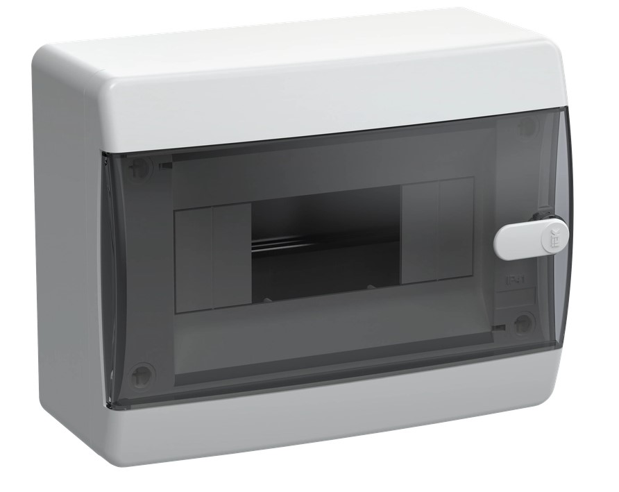 Корпус пластиковый IEK ЩРН-П-8 IP41 черная прозрачная дверь UNION Compact