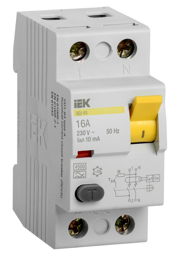 Выключатель диф. тока IEK 2п 63A 30mA тип A ВД1-63
