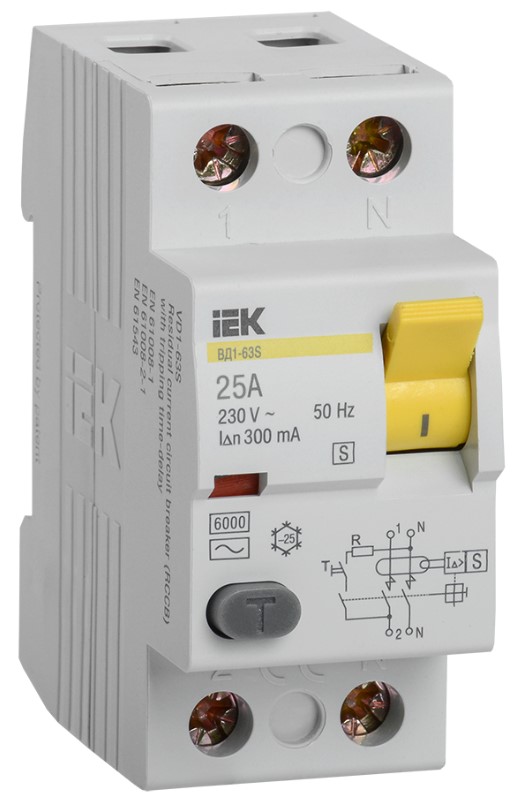 Выключатель IEK диф. тока 2п 25А 300мА тип АC ВД1-63S