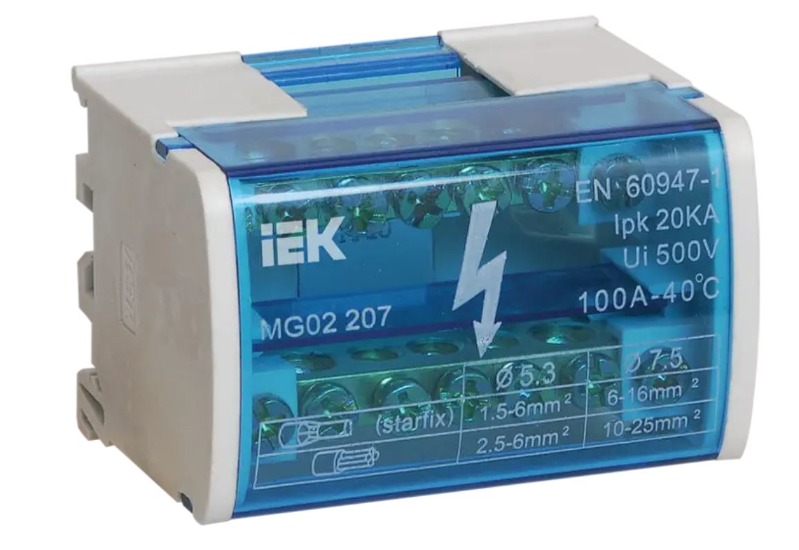 Шина нулевая на DIN рейку IEK 2/7