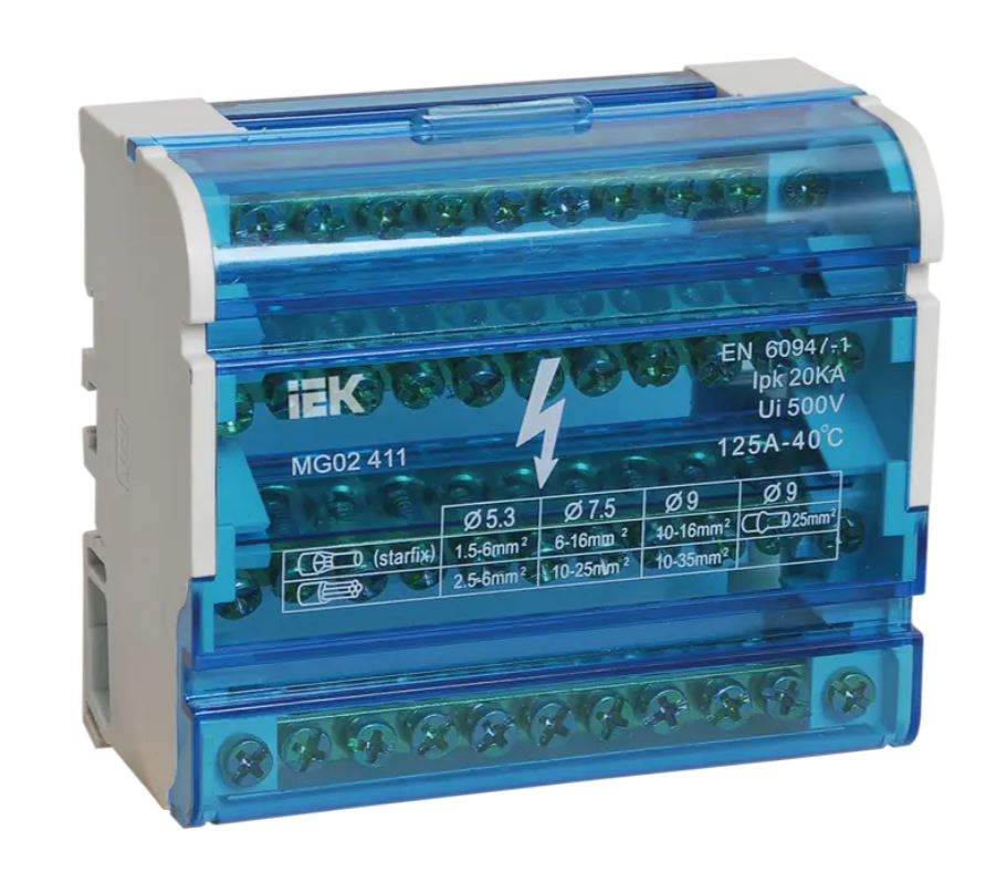 Шина нулевая на DIN рейку IEK 4/11