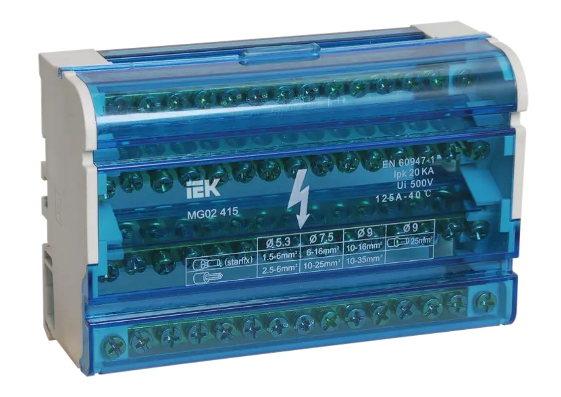 Шина нулевая на DIN рейку IEK 4/15