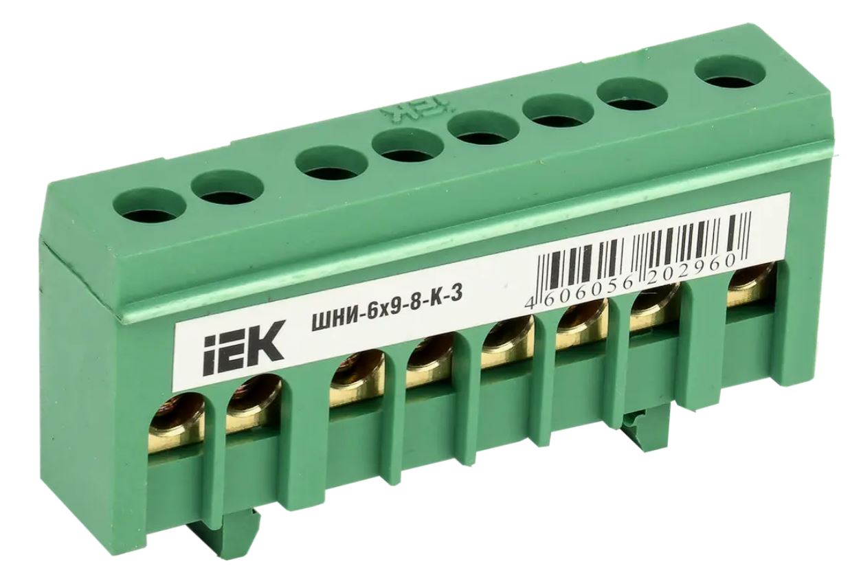IEK YNN10-69-8KD-K06 Шина нулевая в корп. изол. на DIN-рейку ШНИ-6х9-8-К-З зел.