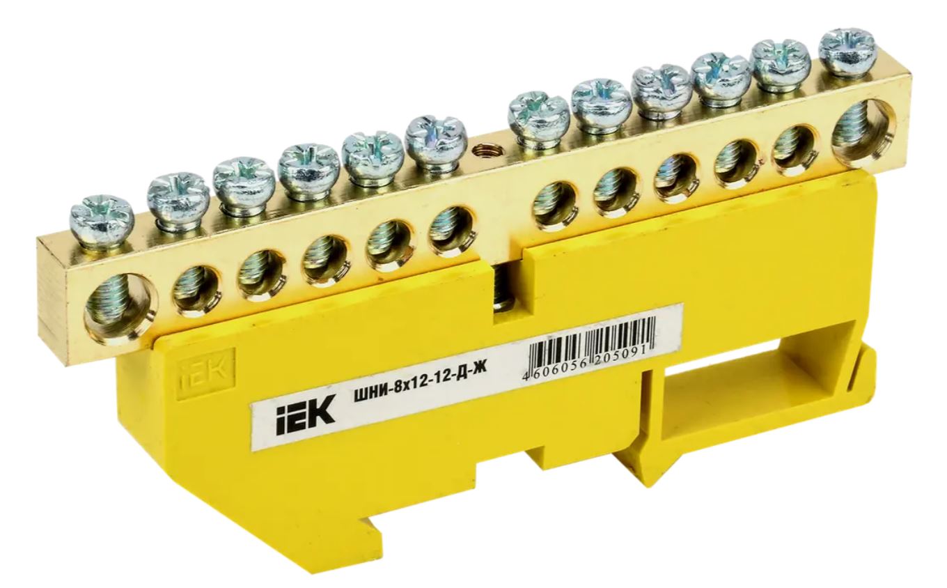 IEK YNN10-812-12D-K05 Шина нулевая на DIN-изол. ШНИ-8х12-12-Д-Ж