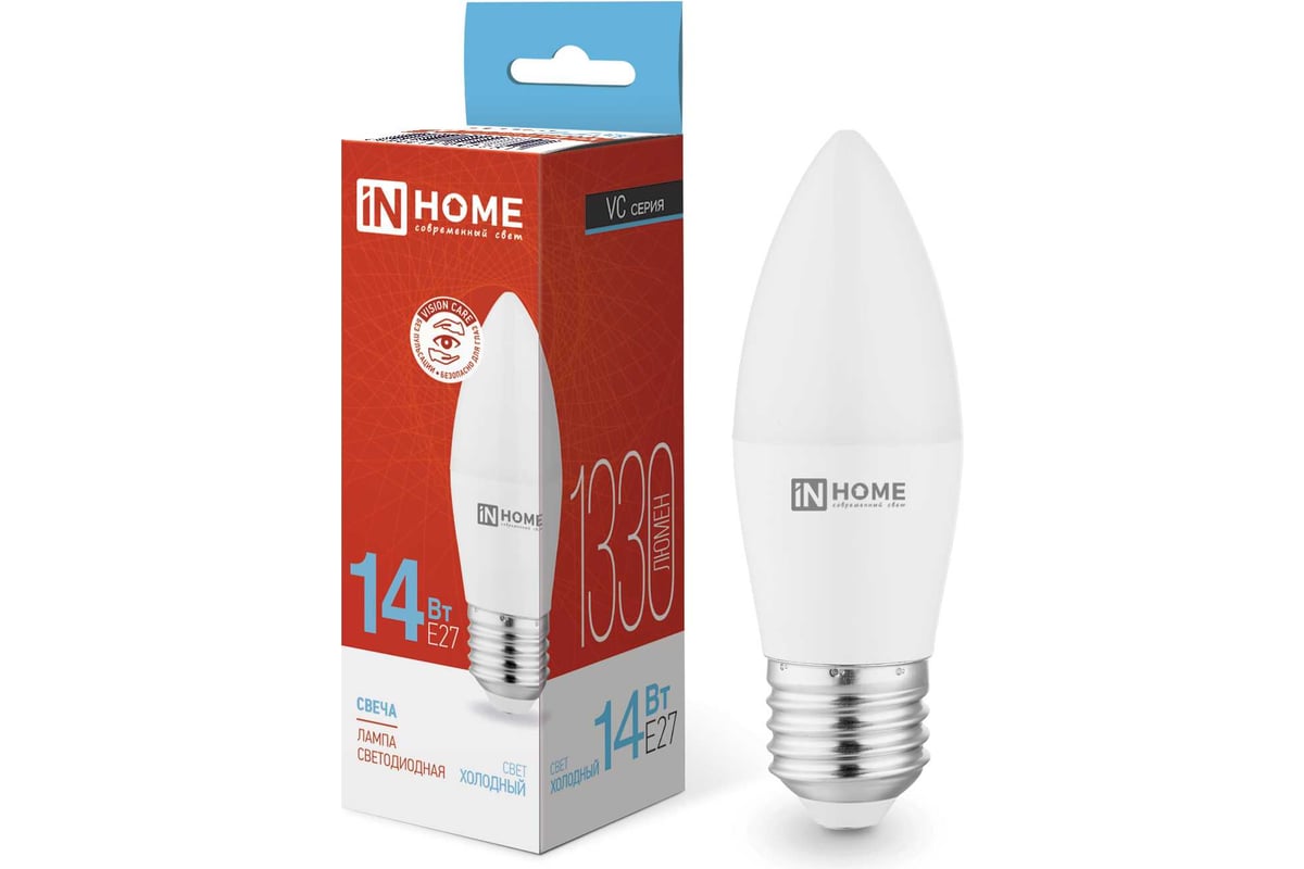 Светодиодная лампа IN HOME LED-СВЕЧА-VC 14Вт 230В E27 6500K 1330Лм
