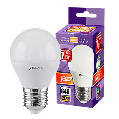 Лампа светодиодная JAZZWAY PLED POWER шар 7W E27 5000K заказать со складов по всей России