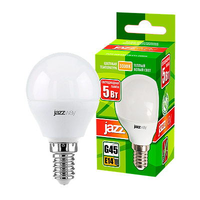 Лампа светодиодная JAZZWAY PLED-ECO шар 5W E14 3000K заказать со складов по всей России