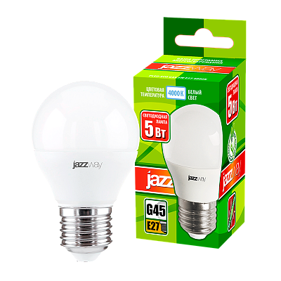 Лампа светодиодная JAZZWAY PLED-ECO шар 5W E27 4000K заказать со складов по всей России