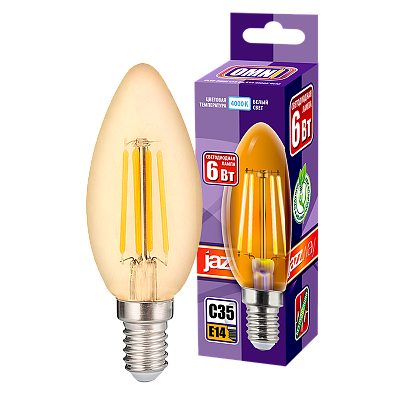 Лампа светодиодная декоративная JAZZWAY PLED POWER свечка 6w E14 4000K Gold заказать со складов по всей России