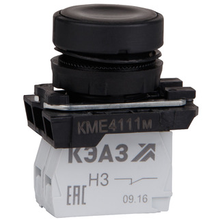 Кнопка управления КЭАЗ КМЕ4111м черная 1но+1нз цилиндр IP40