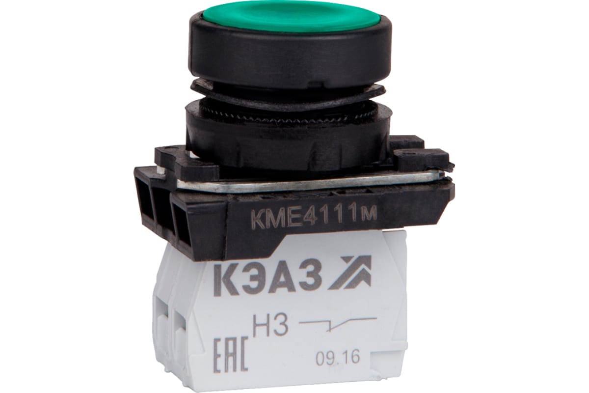 Кнопка управления КЭАЗ КМЕ4111м 1но+1нз IP40 цилиндр зеленый 248242