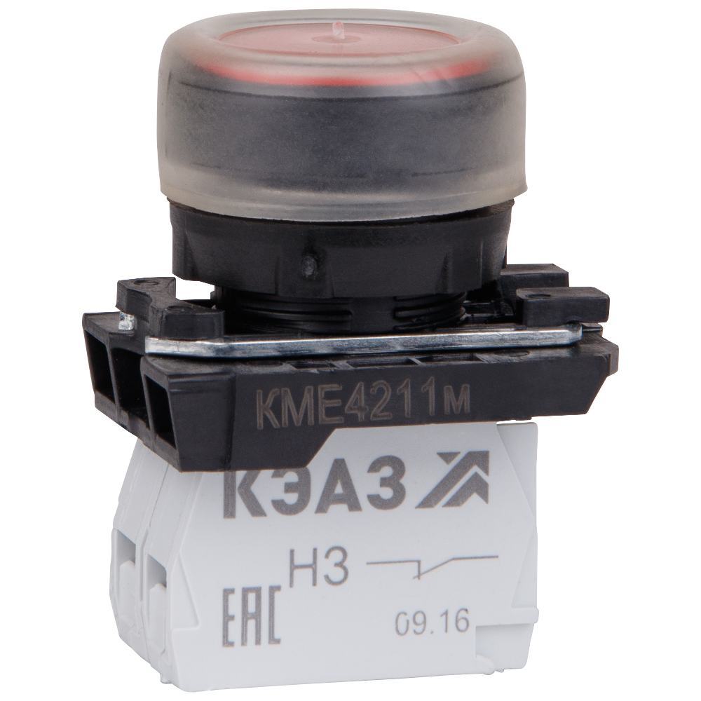 Кнопка КЭАЗ КМЕ 4211м 1но+1нз цилиндр IP65 красный 248244