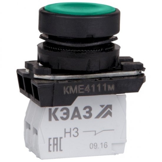 Кнопка КЭАЗ КМЕ 4611мЛ 220В 1но+1нз цилиндр индикатор IP65 зел. 248250 купить с доставкой по РФ