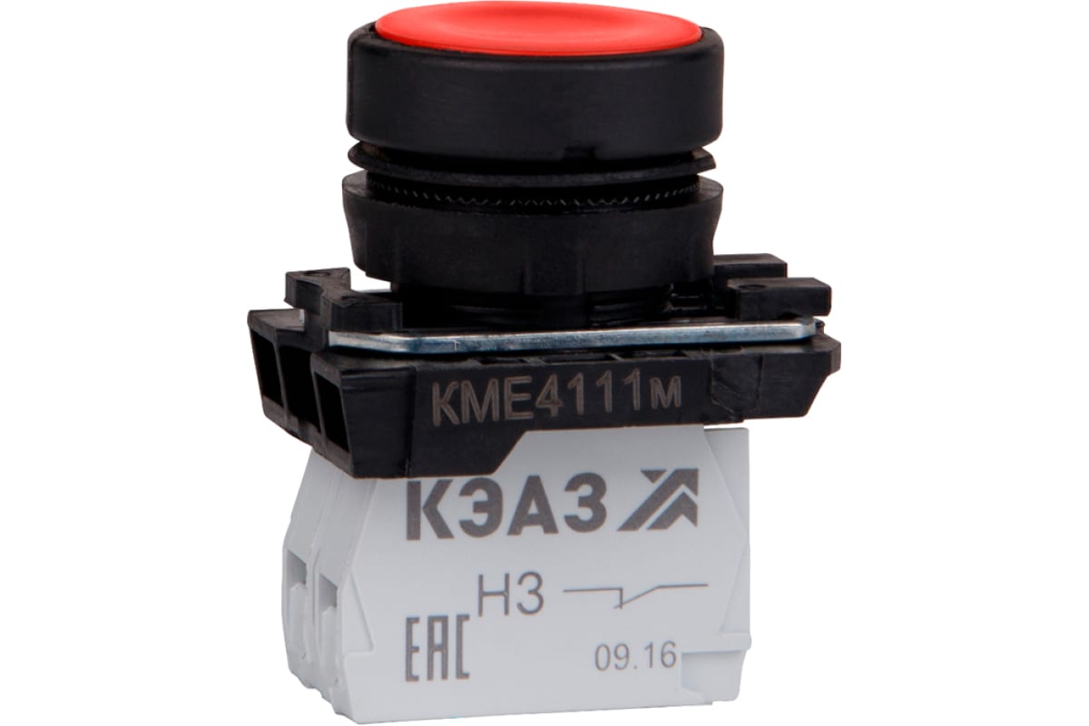 Кнопка КЭАЗ КМЕ4501м-красный-0но+1нз-цилиндр-IP54 273452