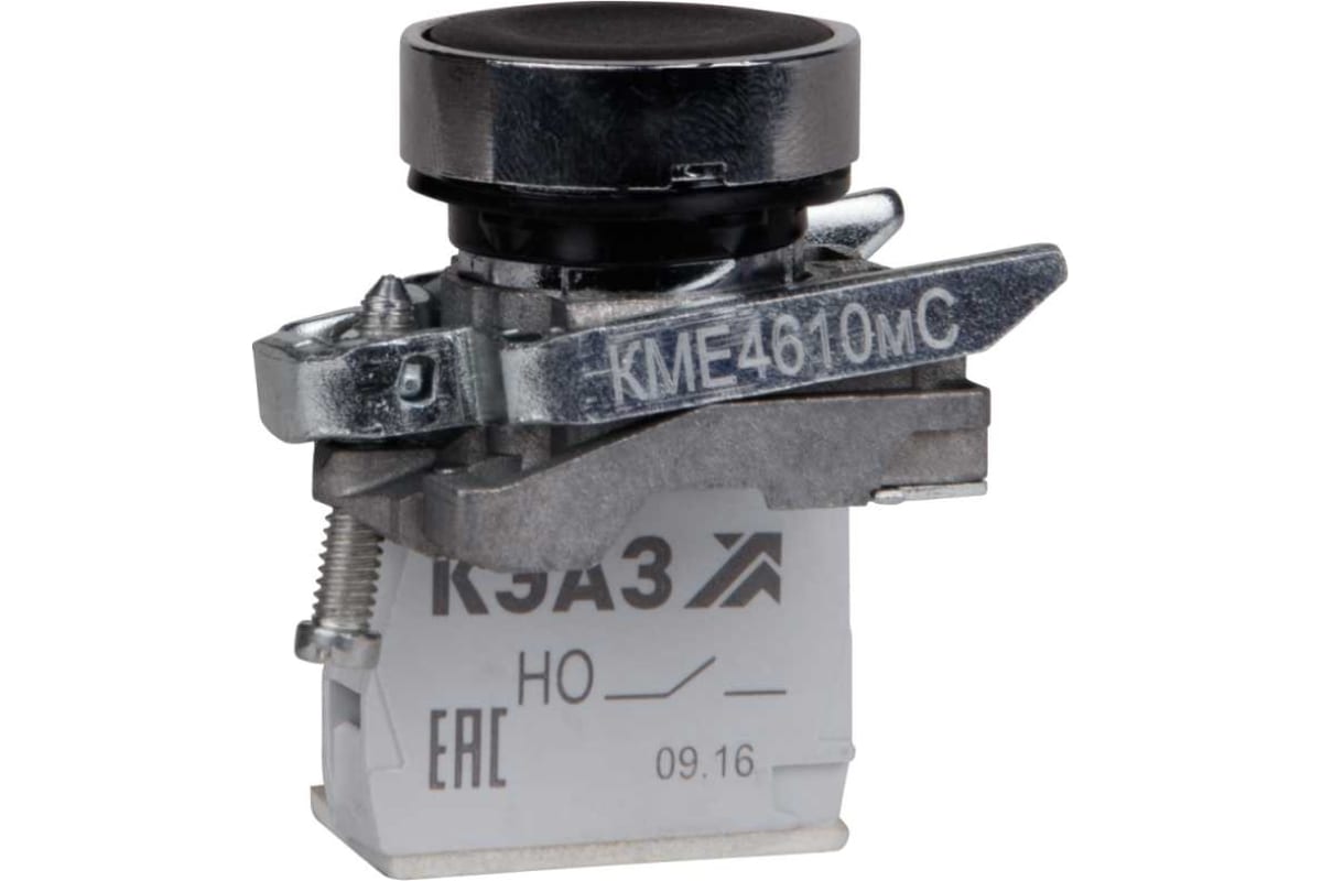 Кнопка КЭАЗ КМЕ4501мС-черный-0но+1нз-цилиндр-IP54 275181