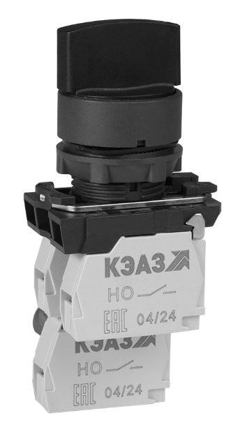 Переключатель КЭАЗ КПЕ1610Р черный 1но+0нз ручка фикс. 2поз IP65