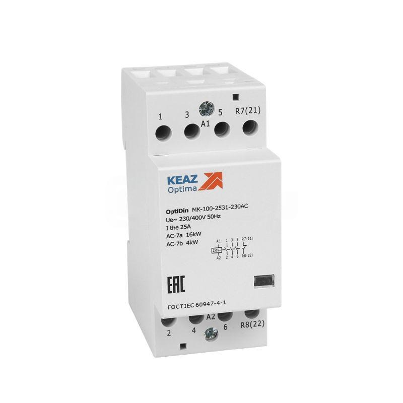 Контактор КЭАЗ OptiDin 230В AC 3НО НЗ 25А MK-100-2531-230AC