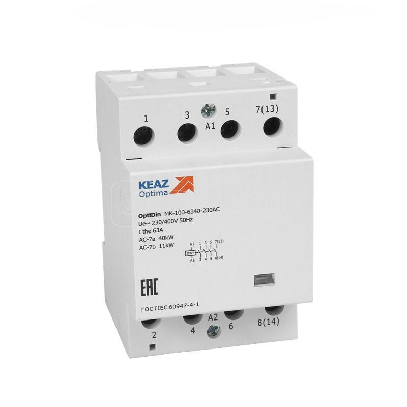 Контактор КЭАЗ OptiDin 230В AC 4НО 63А MK-100-6340-230AC