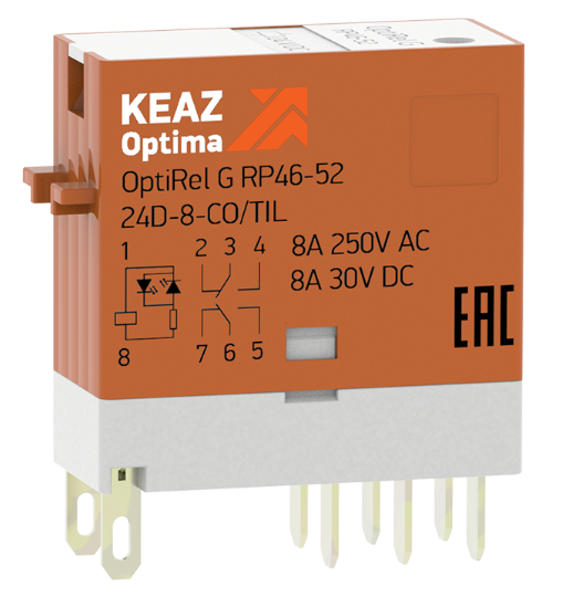 Реле промежуточное КЭАЗ OptiRel G RP46-52-24-8-CO/TIL