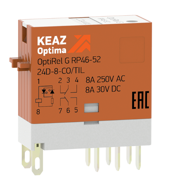 Реле промежуточное КЭАЗ OptiRel G RP46-52-24D-8-CO-S/TIL