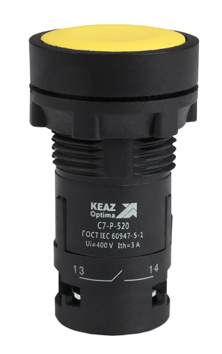 Кнопка КЭАЗ OptiSignal Compact D22 С7-P-520 желтая 2НО XB7NA53