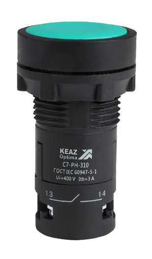 Кнопка с фиксацией КЭАЗ OptiSignal Compact D22 С7-PH-310 зеленая 1НО XB7NH31