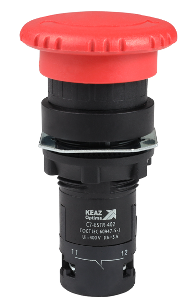 Кнопка аварийного останова КЭАЗ OptiSignal Compact D22 С7-ESTR-402 красная 2НЗ XB7ES544P