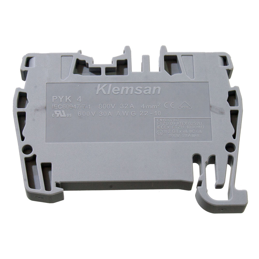 Клеммник пружинный Klemsan PYK4 (серый) быстрозажимной 4 мм.кв.