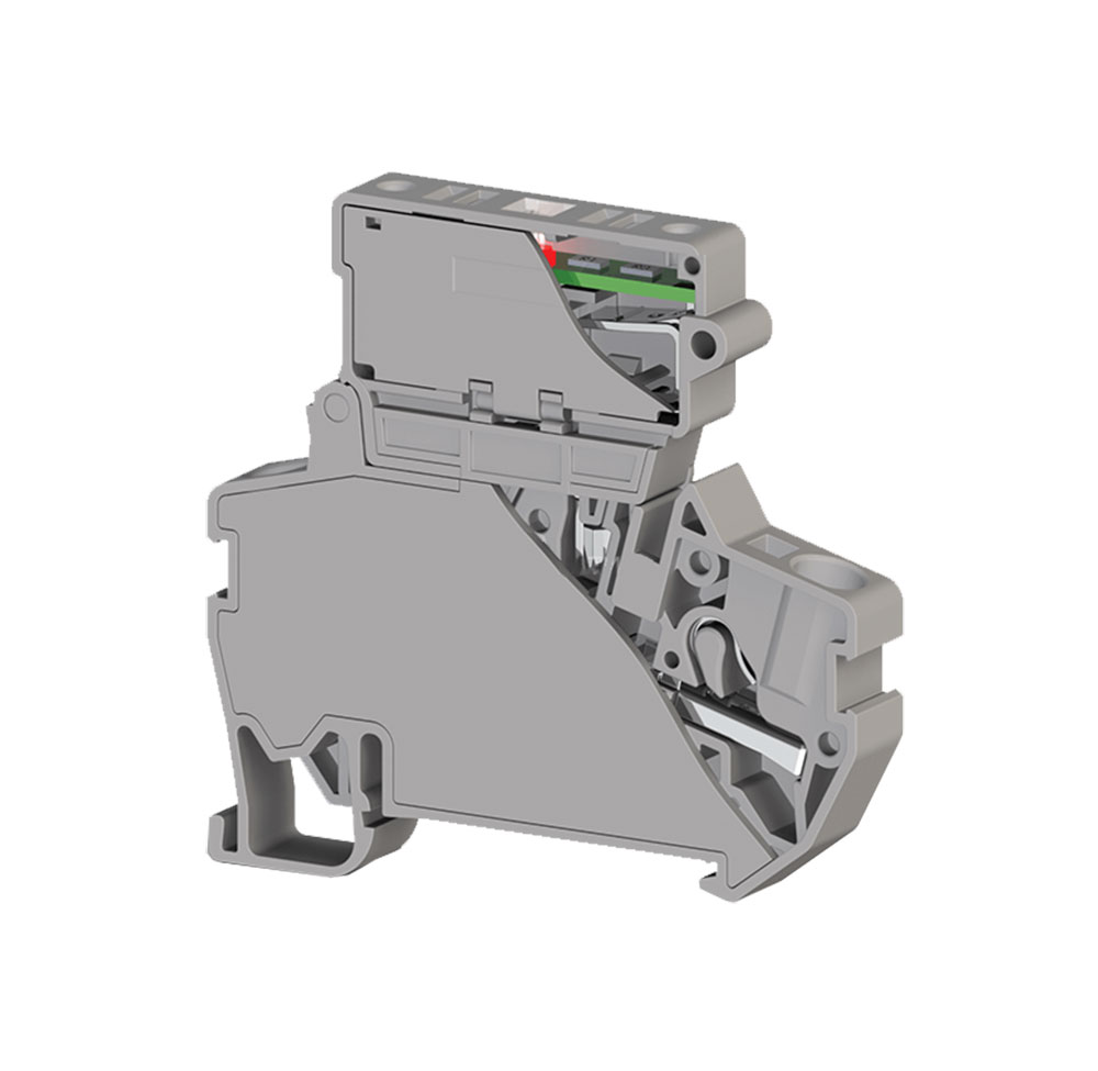 Клеммник пружинная Klemsan PYK4SLD 24VDC (5x20) (серый) б/зажим с держателем предохранителя (5х20), с индикатором 24VD