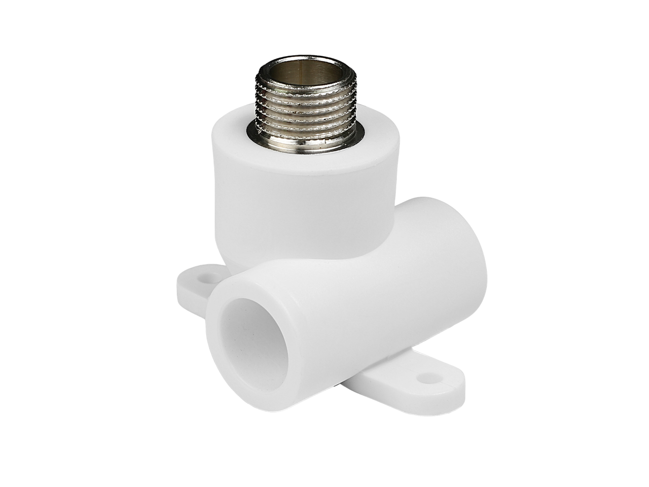 Тройник полипропиленовый комбинированный КОНТУР PP-R D20-1/2" н/р с креплением купить с доставкой по РФ