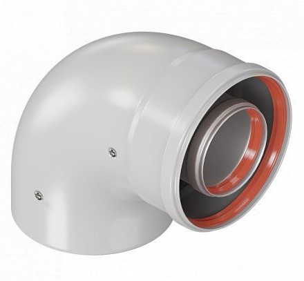 Отвод котловой Krats 90° 60/100 Krats раструб-труба алюминий K-01P