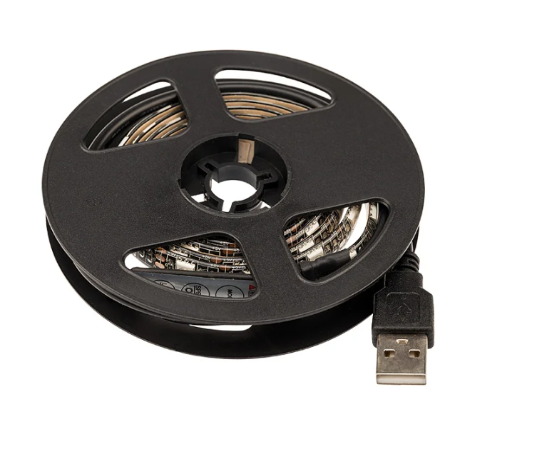 Лента светодиодная LAMPER 5В, SMD5050, 4,8Вт/м, 60 LED/м, RGB, 10мм, 1м, с USB коннектором, черная, IP65 купить с доставкой по РФ