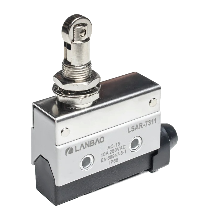 Kонцевой выключатель мгновенного действия Lanbao LSAR7-311 корпус 54x21,1x75,5 цинковый сплав,IP65,NO/NC роликовый плунжер купить с доставкой по РФ