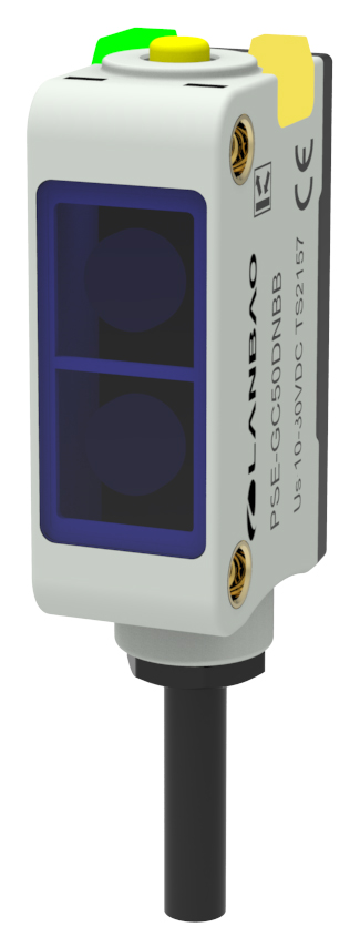 Оптический датчик LANBAO 2 м, синий свет (460нм), NPN, NO/NC, 10…30 DC, PC+ABS, прямоугольный, кабель 2 м, IP 67