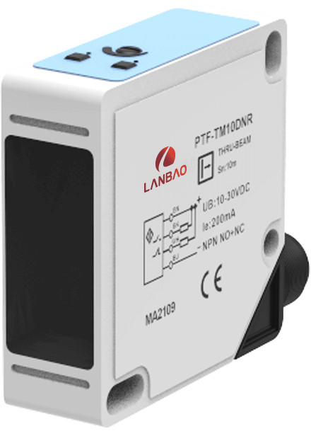 Оптический датчик LANBAO 4 м, инфракрасный светодиод, PNP, NO+NC, 10…30 DC, PC+ABS, прямоугольный, разъем M12 4-pin, IP67