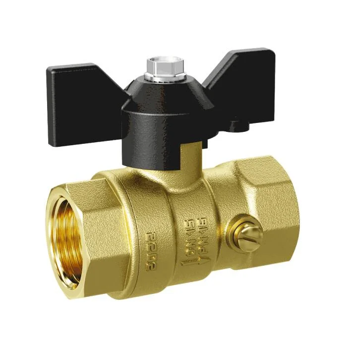 Шаровой кран LD латунь шаровой для манометра газ ВР/ВР G1/2"xМ20х1,5 со спускником Ду15 Ру40 бабочка (30) LD Pride LD 44.352.15.20