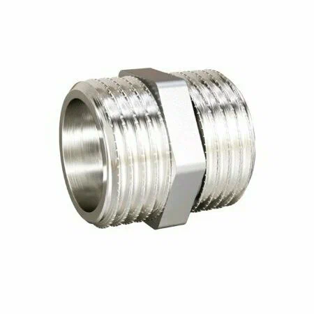 Ниппель прямой LD Pride DN32 (1 1/4") НР/НР латунь никель с биркой