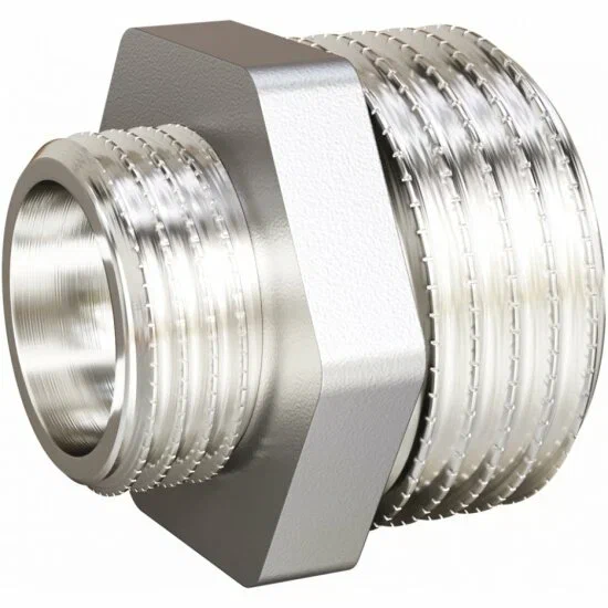 Ниппель переходной LD Pride DN50х40 (2"НР х 1 1/2"НР) латунь никель с биркой