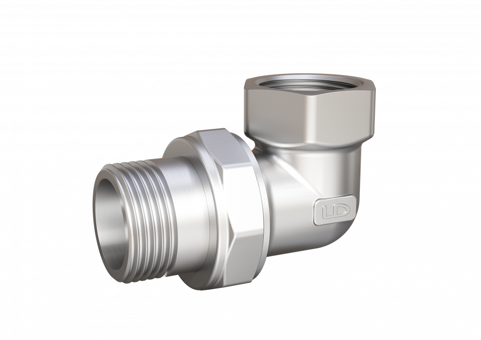 Разъемное соединение угловое LD Pride DN15 (1/2") ВР/НР латунь никель