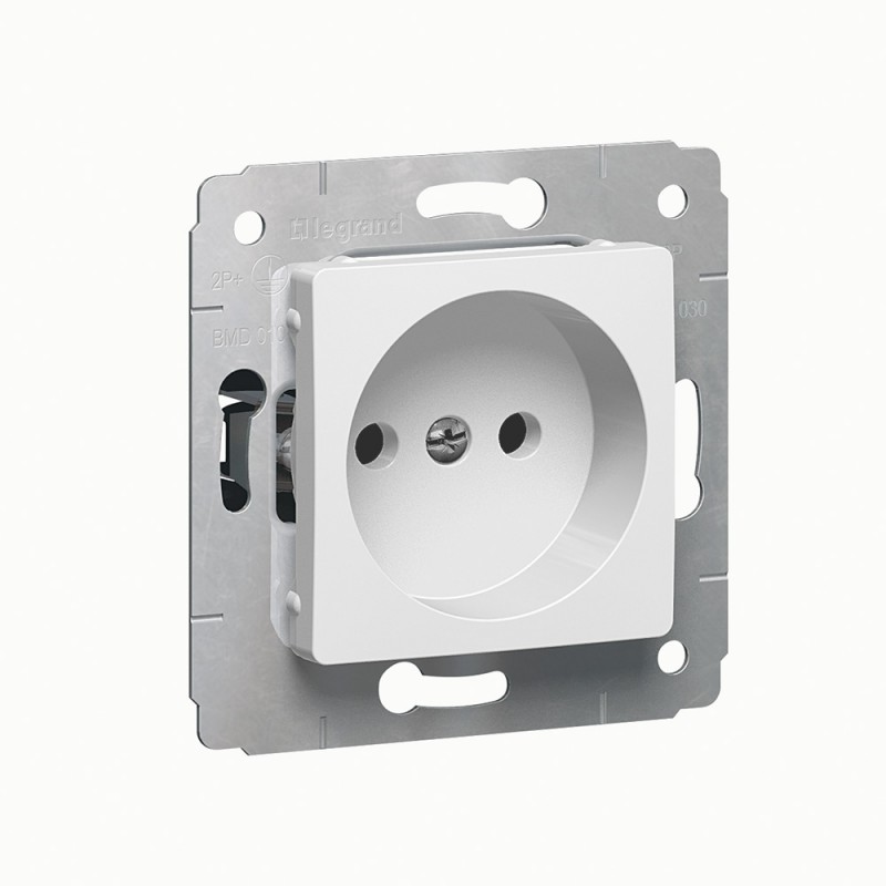 Розетка Legrand Cariva без заземления и шторок, 16А, 250В, белая