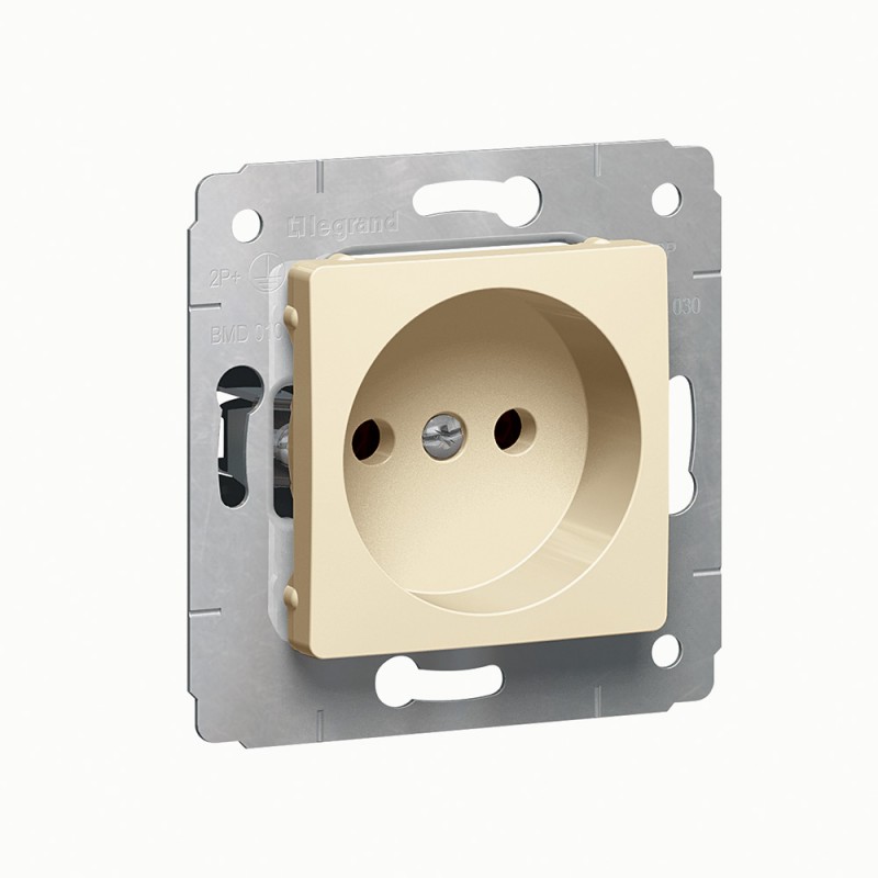 Розетка Legrand Cariva без заземления и шторок, 16А, 250В, слоновая кость