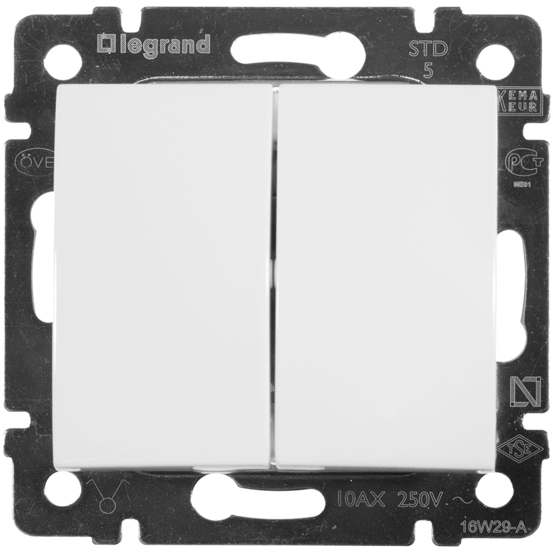 Переключатель Legrand DIY Valena 2-х клавишный белый