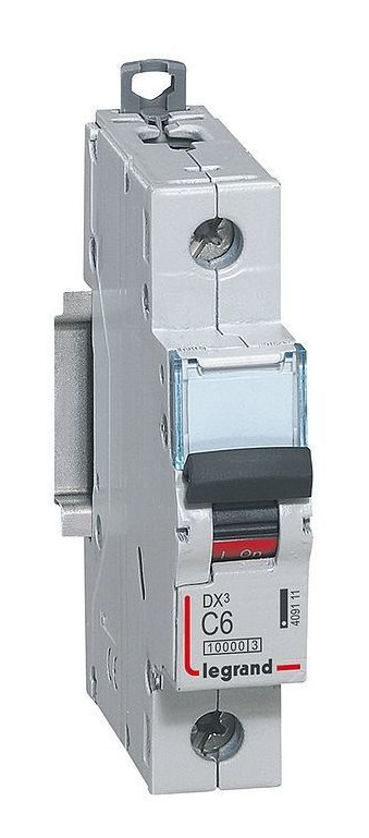 Выключатель автоматический однополюсный Legrand 6А C DX3 10kА/16kА