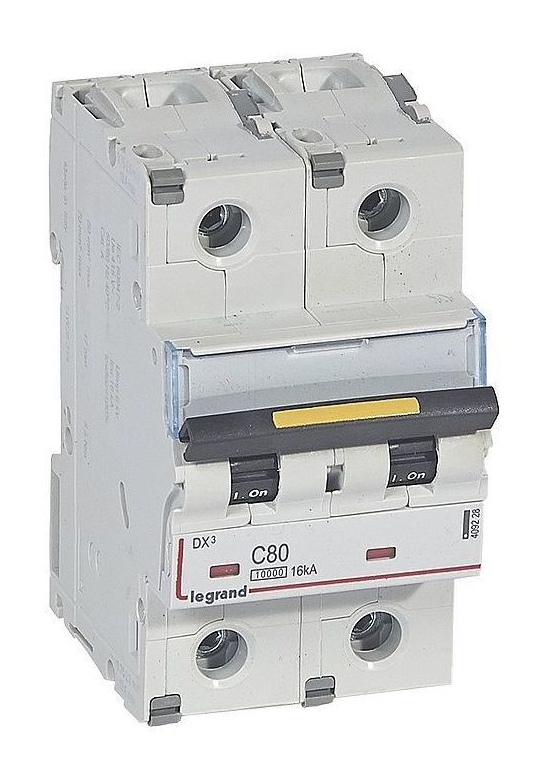 Выключатель автоматический двухполюсный Legrand 80А C DX3 10kА/16kА