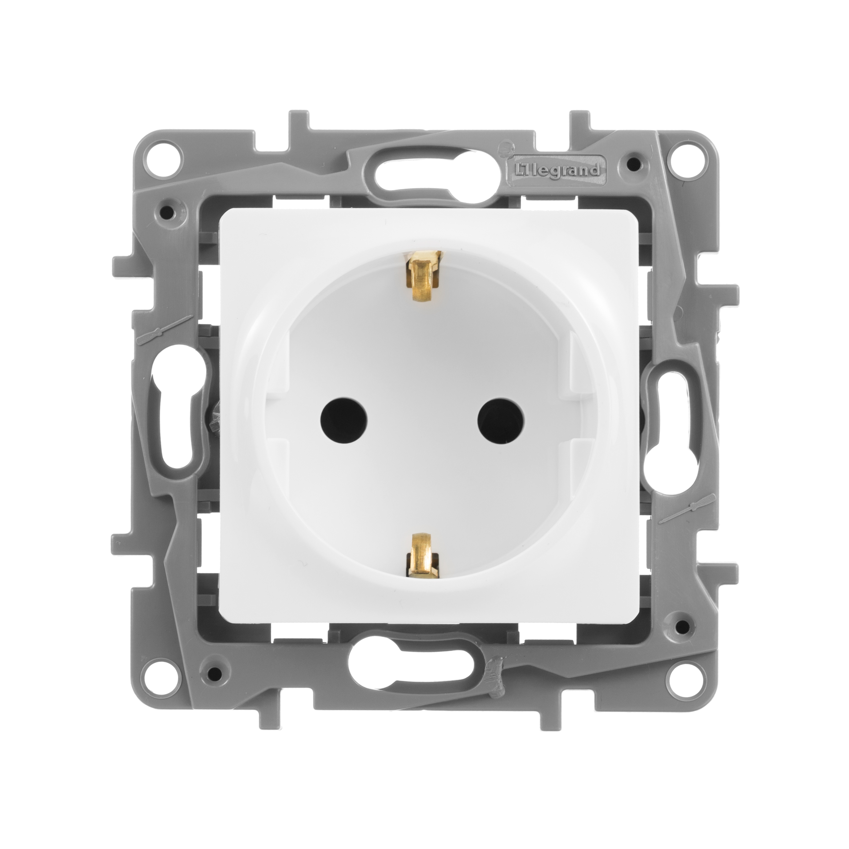 Розетка Legrand ETIKA 2К+З немецкий стандарт со шторками винтовые зажимы 16 А 250 В белая