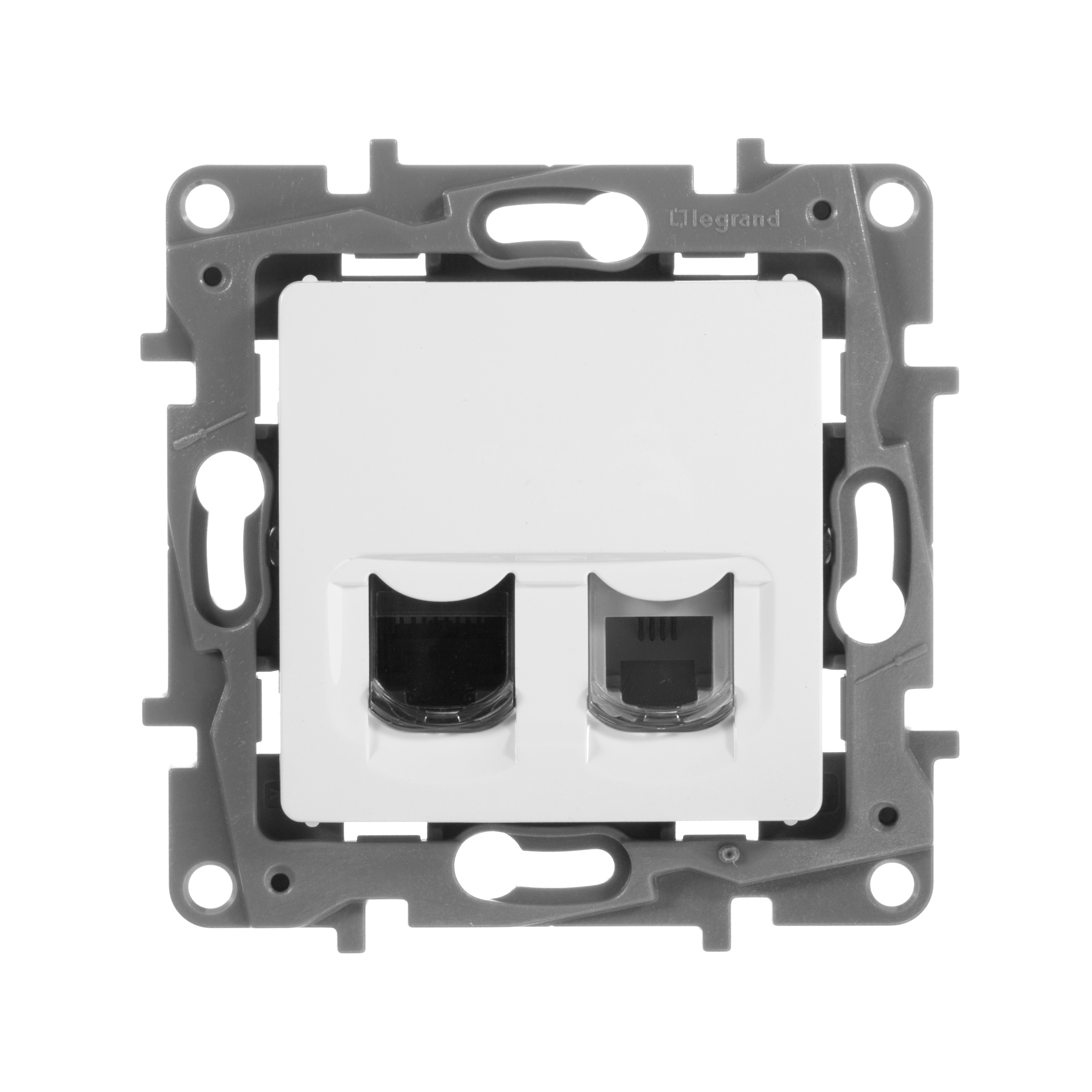 Розетка телефонная+компьютерная Legrand ETIKA RJ11+RJ45 категория 5 UTP белая